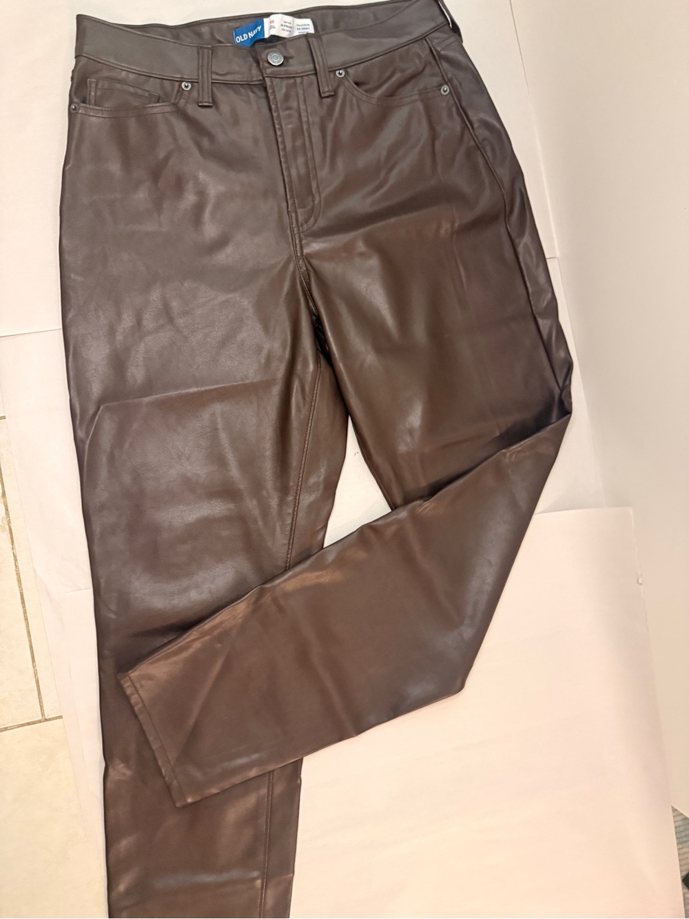 Old Navy Women's Brown Faux-Leather Slim Pants